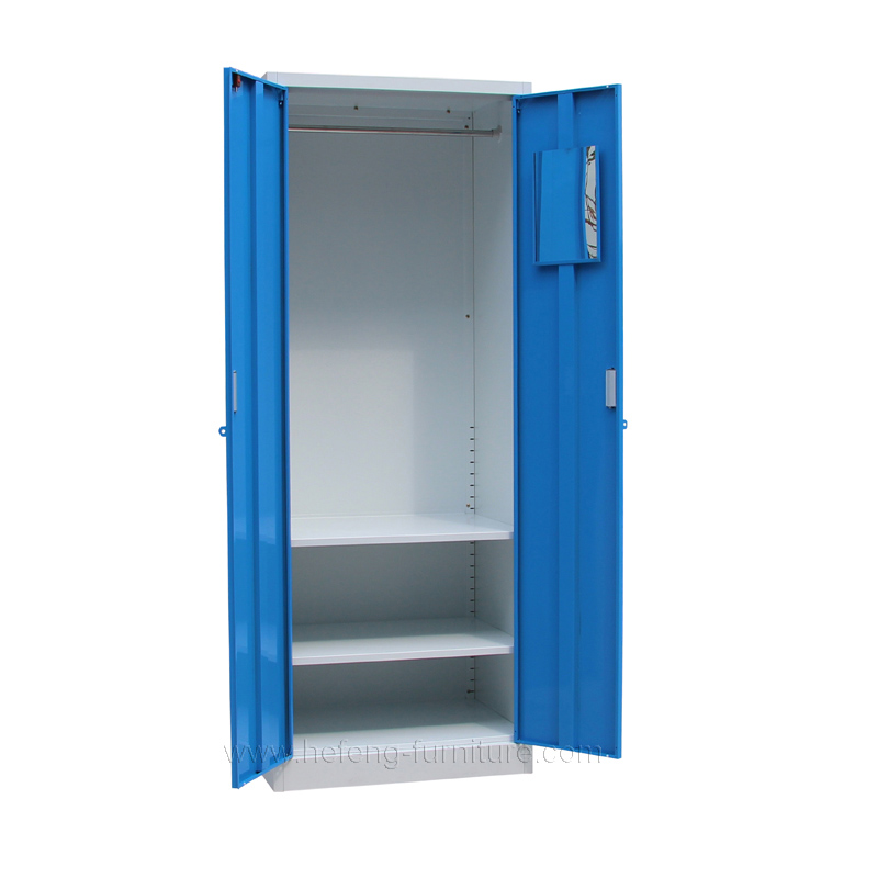 Blue metal wardrobe with mirror