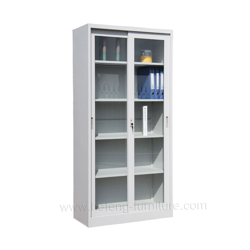 grey cabinet with glass sliding doors