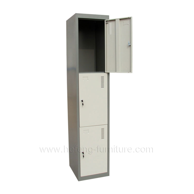 Three tier metal personnel lockers