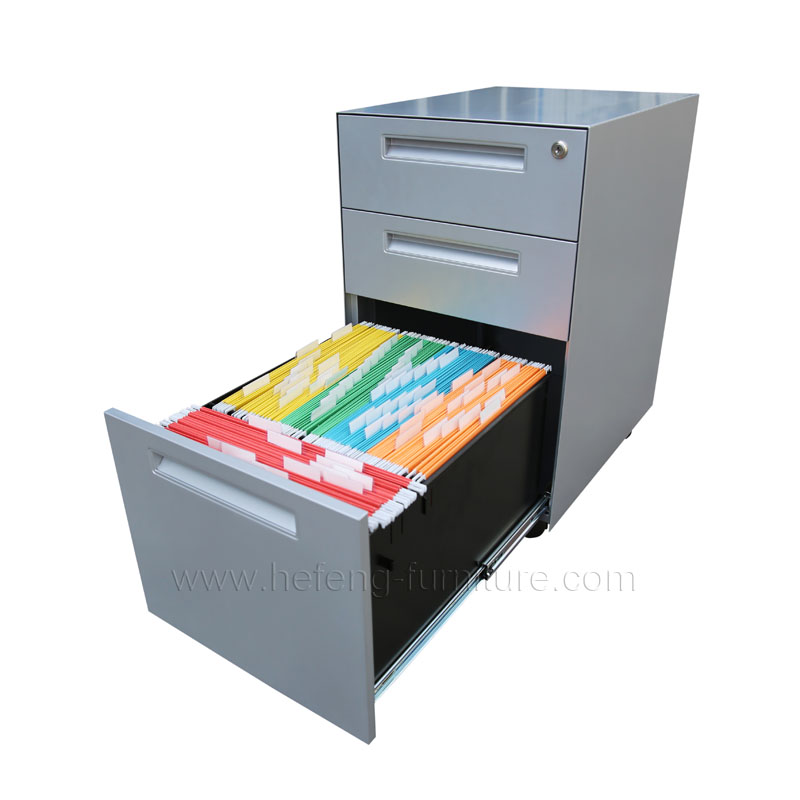 pedestal file cabinet silver grey