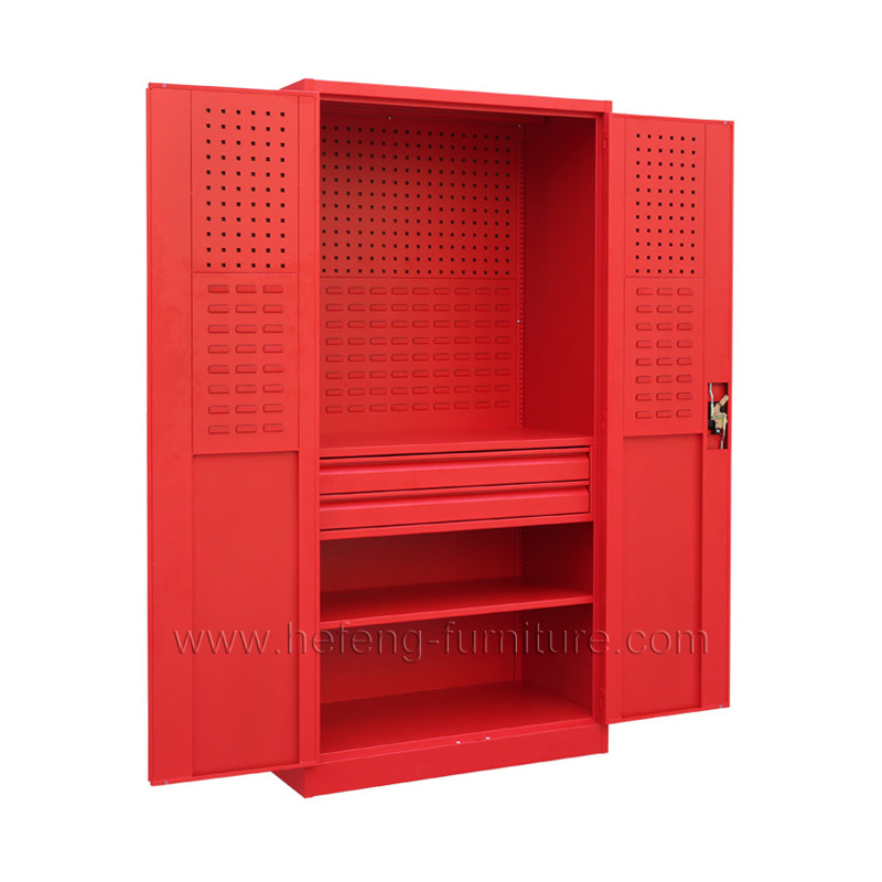 Red Tool Cabinet with Shelf and Drawers