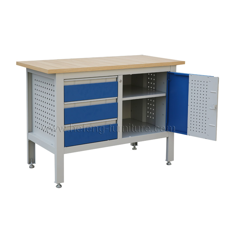 metal workbench with storage