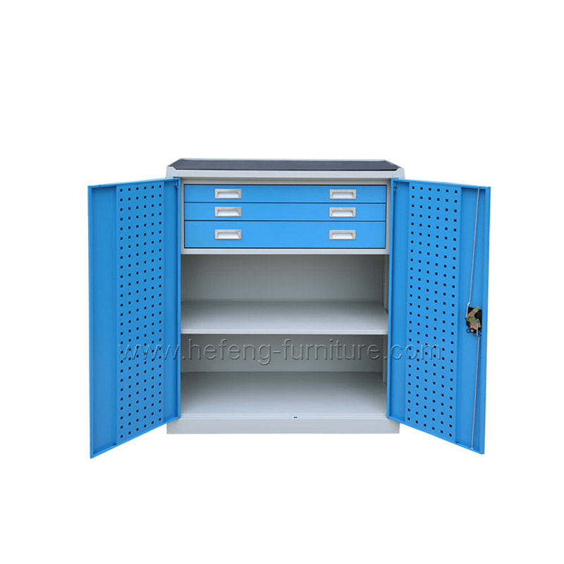 Metal Storage Cupboard in Blue and Grey