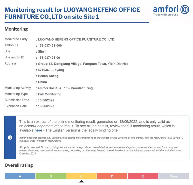 BSCI (Amfori) - Luoyang Hefeng