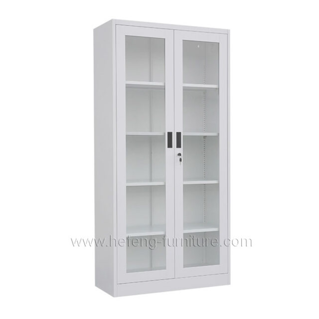 Full Height Glass Door Steel Cupboard Cabinet (1)