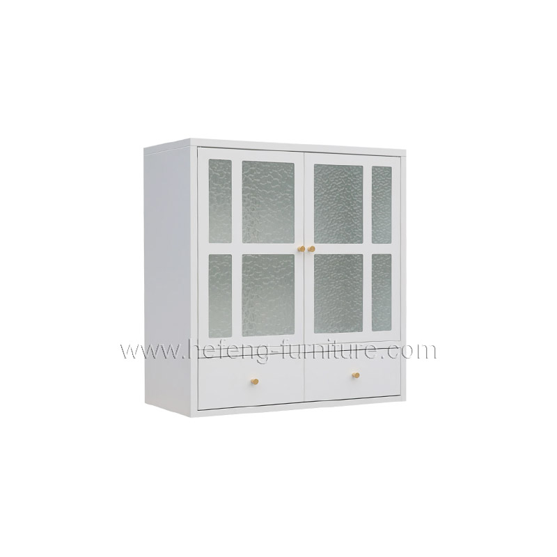 Home and Office Glass Door Display Cabinet with Drawers